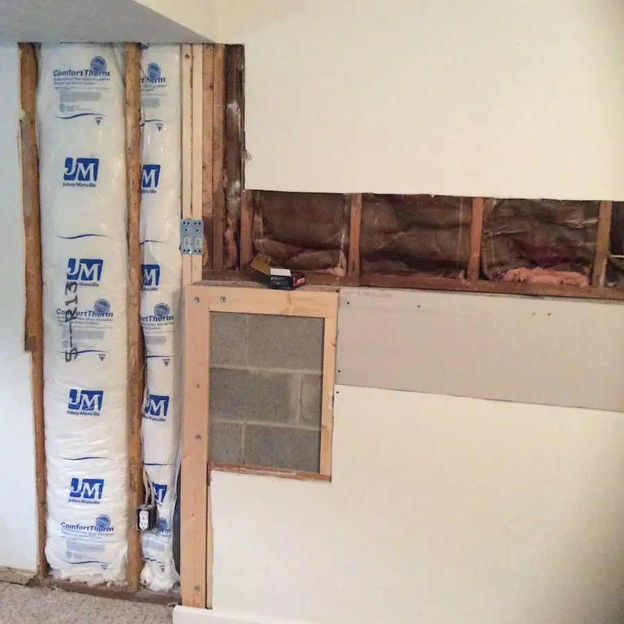Wall insulation replacement during Basement Flood Cleanup in Clinton